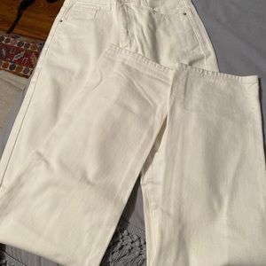 Wide leg high waisted white jeans